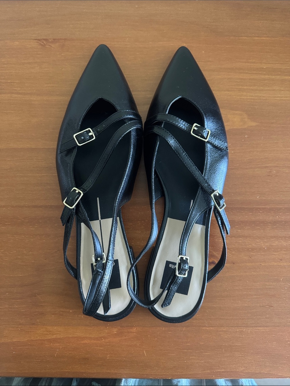 Dolce Vita Black Pointed Toe Strappy Flats